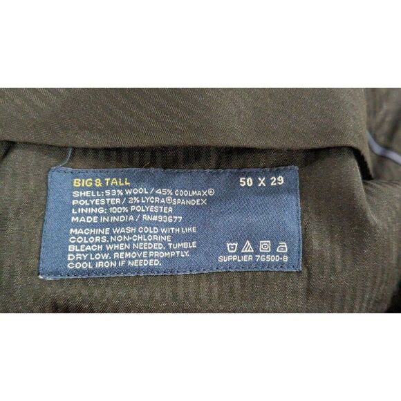 Stafford Mens 50x29 Black Dress Pants Coolmax Button Zip High Rise Big & Tall - Picture 9 of 12